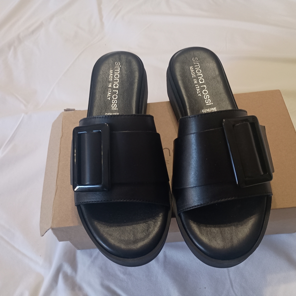 Simon Rossi Black Slide Sandals